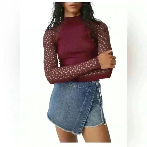 Free People Clemente Mixed Media Stretch Cotton Top Small NWT - Picture 1 of 9